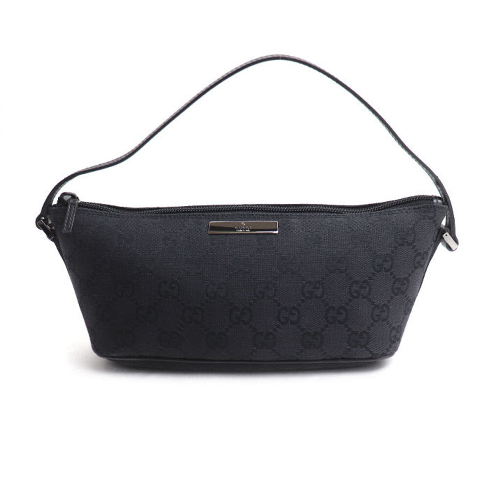 GUCCI GG Canvas Pouch, Black, 07198, Handbag for Women